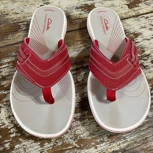 Clarks Womens Sandals Red